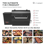 Lifesmart 1500 Precision 7-in-1 Wood Pellet Grill Smoker with Digital Temp Gauge - Senior.com Grills & Barbecues