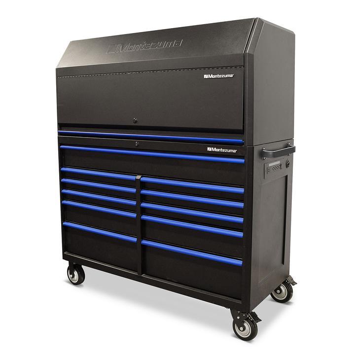 Montezuma 56 x 24 in. Tool Hutch with Power, USB Outlets & Pegboard - Senior.com Tool Cabinets
