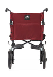 Medline Basic Steel Folding Transport Chair with 12" Wheels - Gray and Burgundy - Senior.com Transport Chairs
