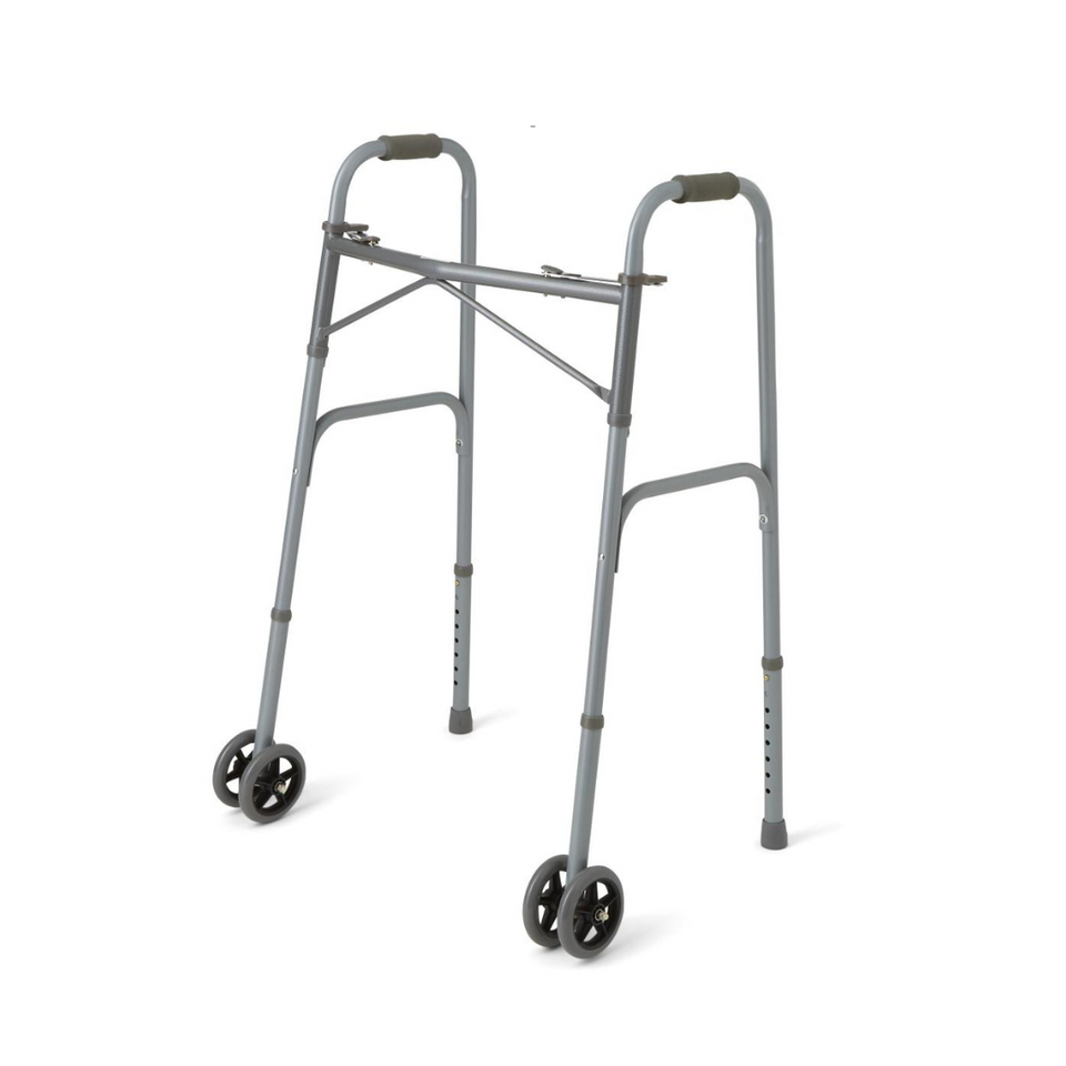 Medline Extra Wide Bariatric Walker With Wheels 600 Lb Capacity