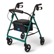 Medline Aluminum Transport Mobility Rollator with 6 Inch Wheels and Seat - Senior.com Rollators