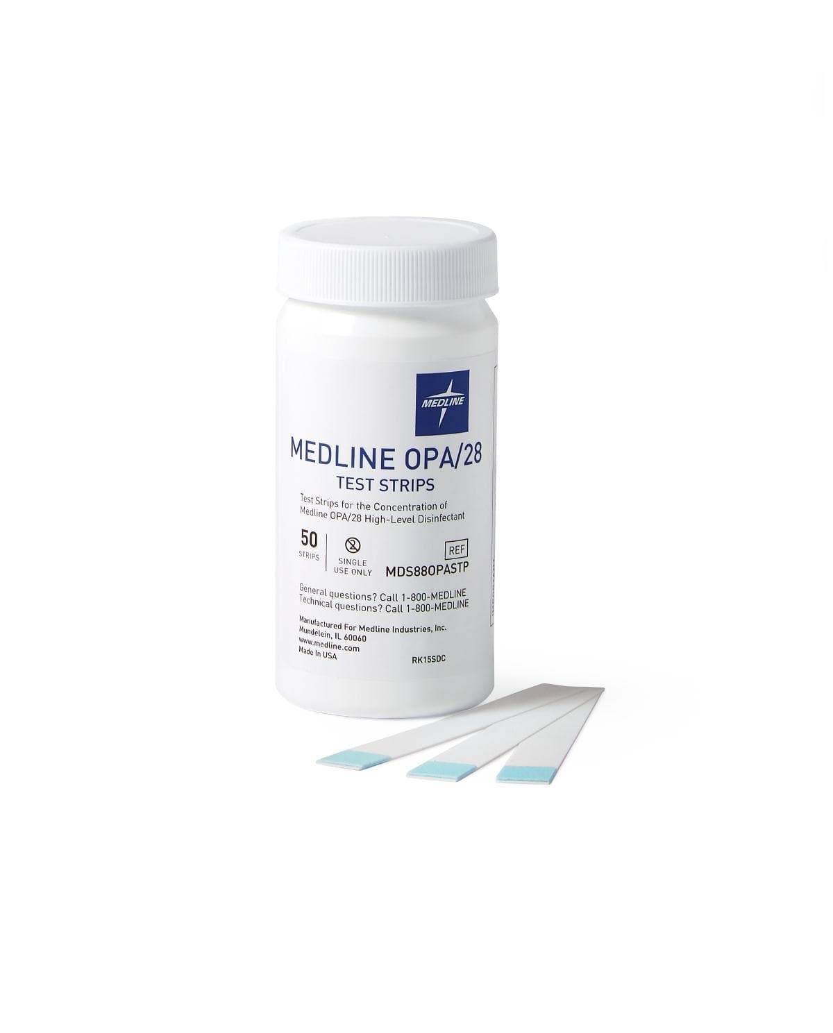 Medline OPA Disinfectant Test Strip - 50 Strips Per Bottle - Senior.com Test Strips