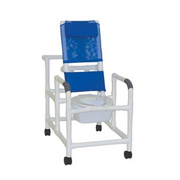 MJM International Echo Reclining Shower Chair w/ Deluxe Elongated Commode & Pail - Senior.com Shower Chairs