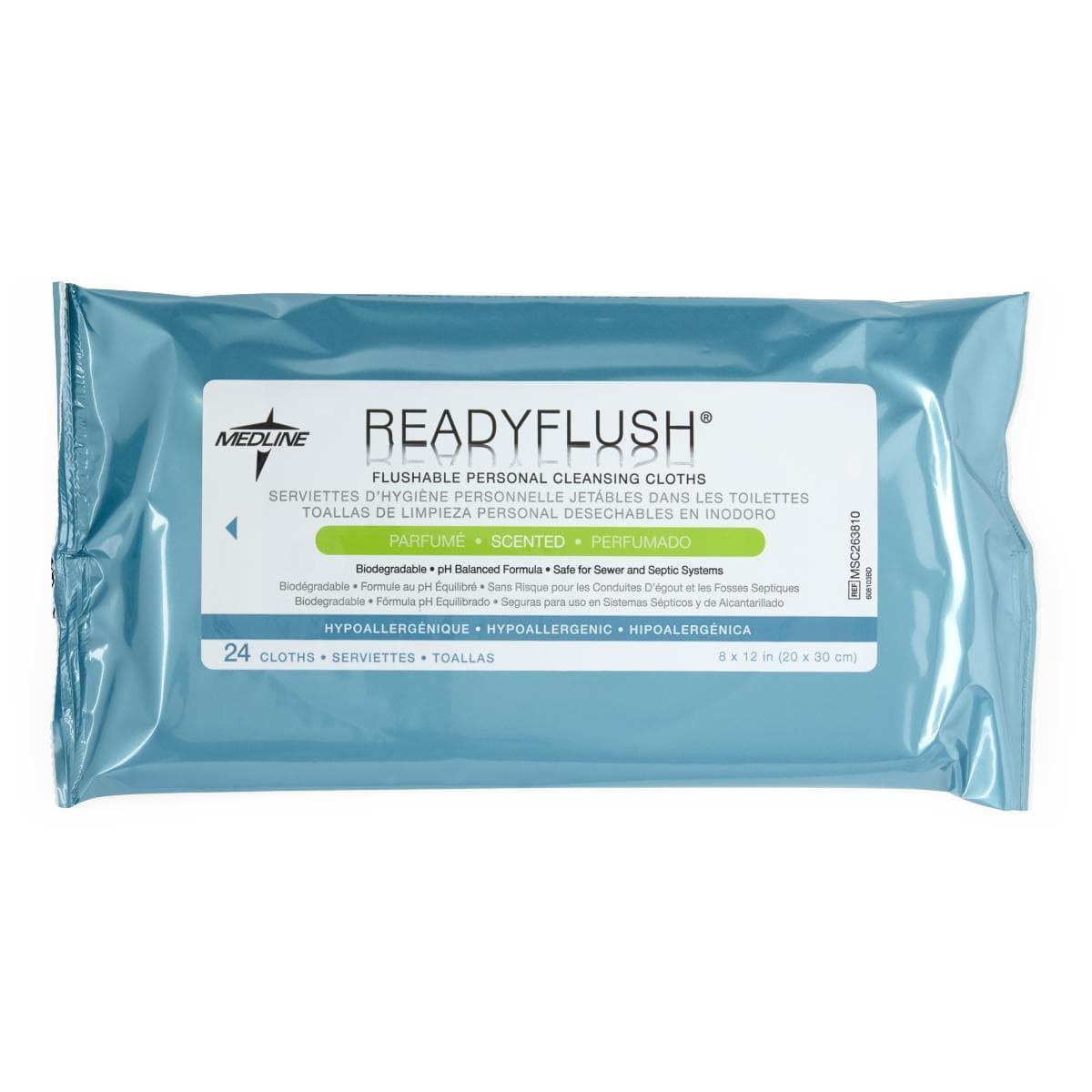 Medline ReadyFlush Biodegradable Flushable Wipes - Soft Packs of 24 Wipes - Senior.com Cleansing Wipes