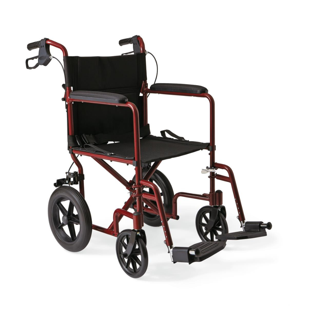 Medline Basic Aluminum Transport Chair with 12" Wheels - Senior.com Transport Chairs