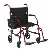 Medline Ultralight Steel Transport Chair with Removable Wheels - Red - Senior.com Transport Chairs
