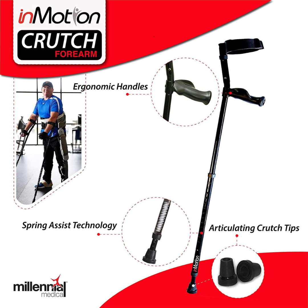 In-Motion Forearm Crutches with Spring Assist & Ergonomic Grips - Senior.com Forearm Crutches