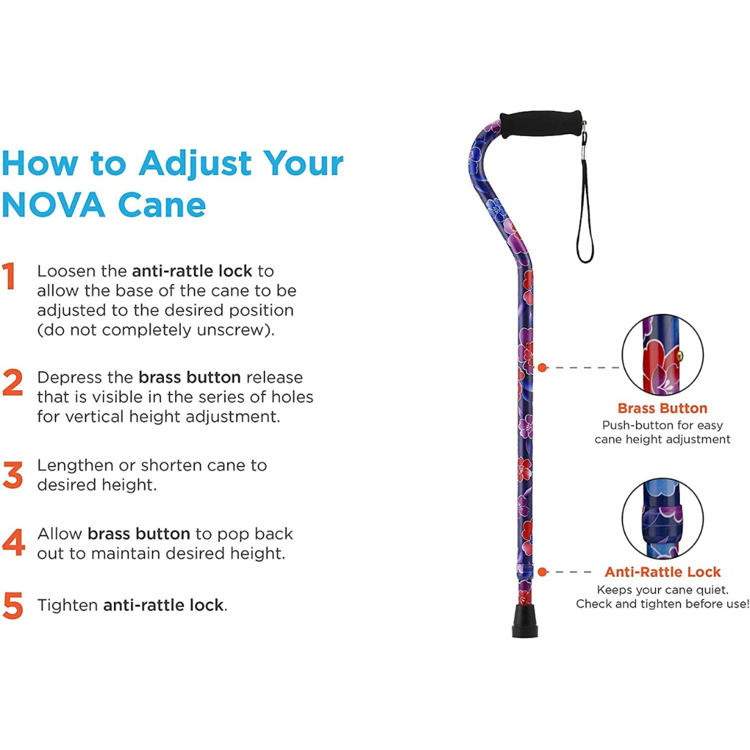 Nova Medical HD Extra Tall Heavy Duty Offset Cane - Up To Users 6'11" - Senior.com Canes