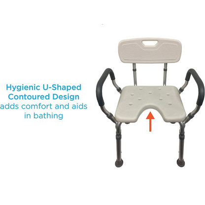 Nova Medical Bath Seat with Arms & U-Shaped Cutout - Senior.com Bath Benches & Seats