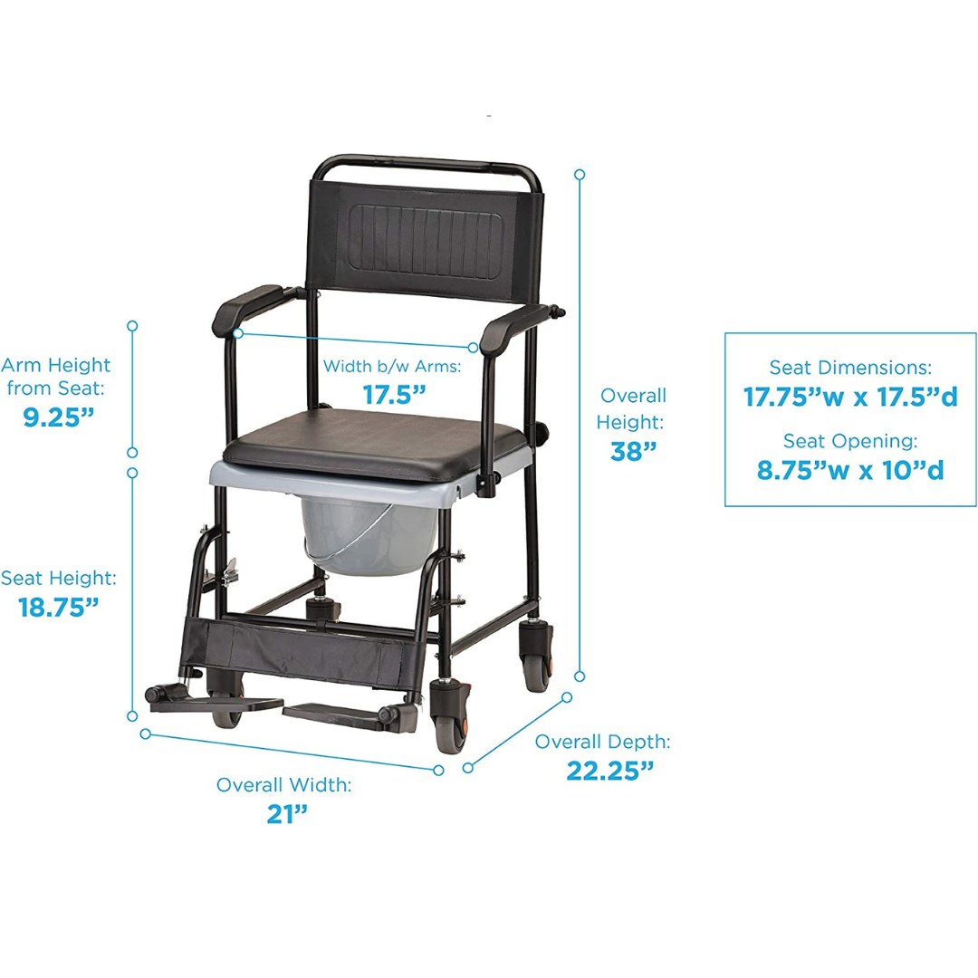 Nova Medical Drop-Arm Transport Chair Commode with Wheels - Senior.com Commodes