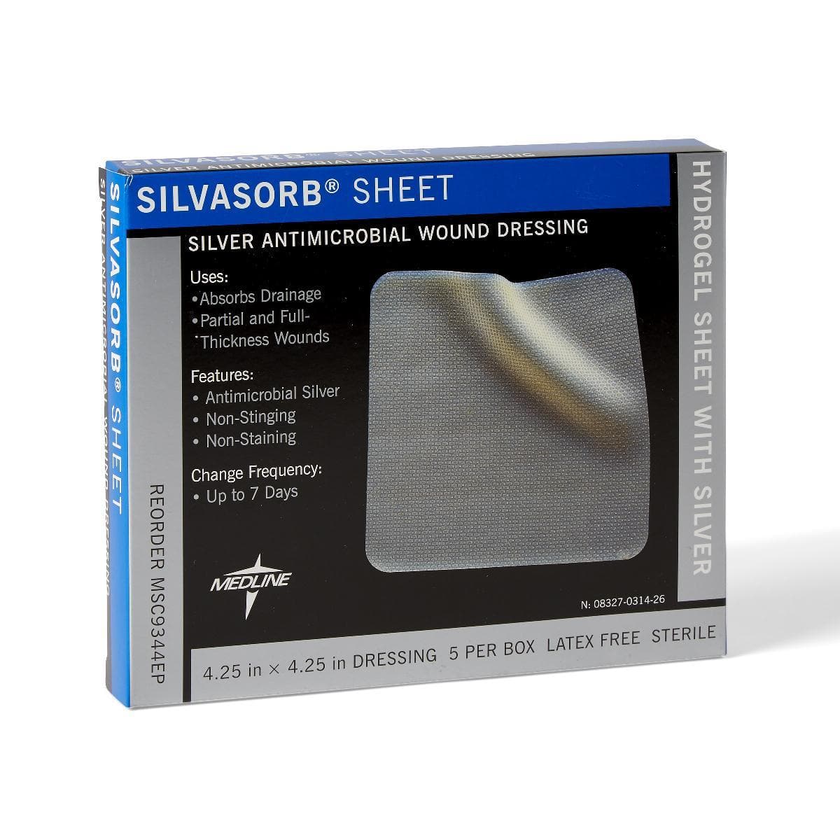 Medline SilvaSorb Silver Antimicrobial Wound Dressing - Box of 5 - Senior.com Gel Dressings