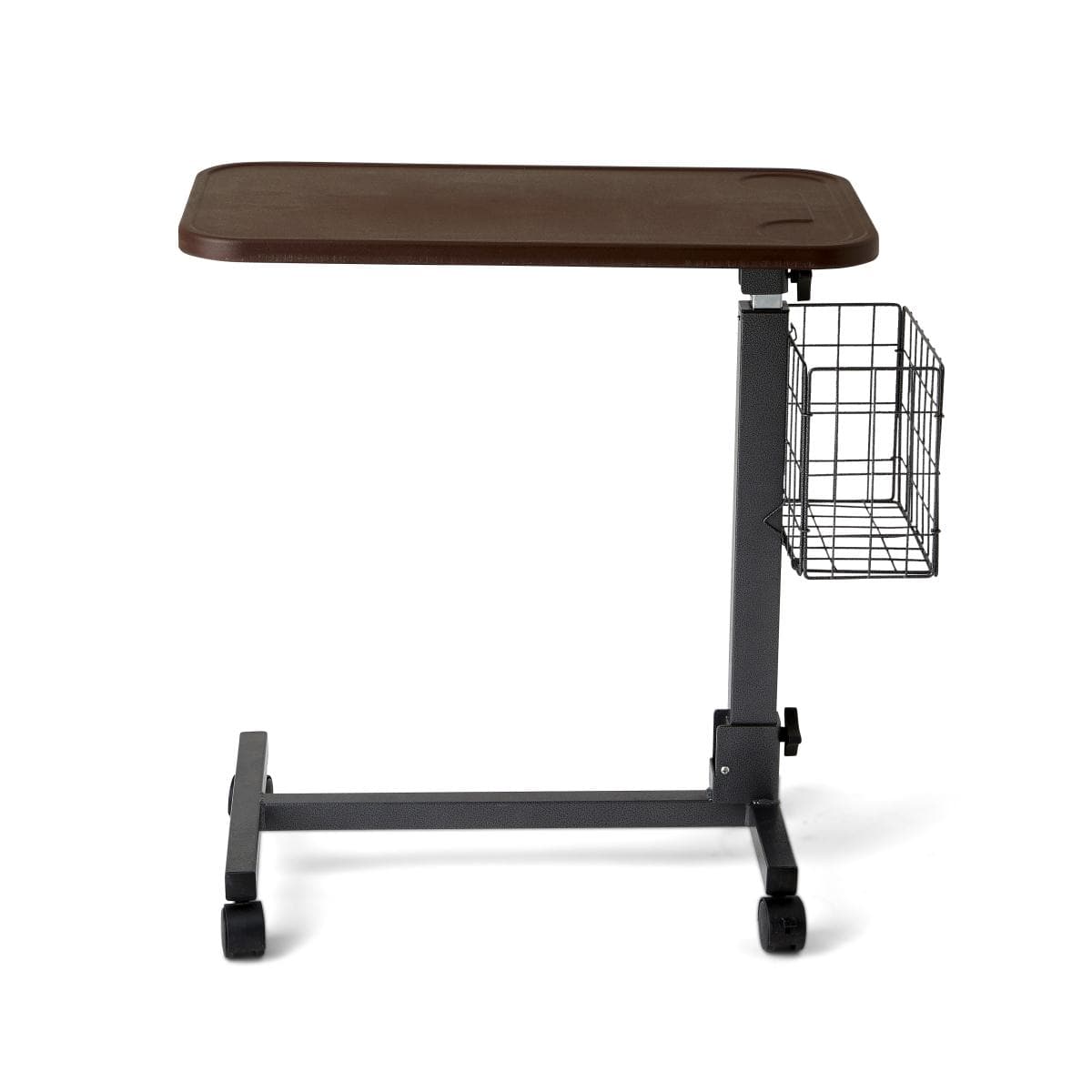 Medline Folding Flat Overbed Table with Basket - Senior.com Overbed Tables