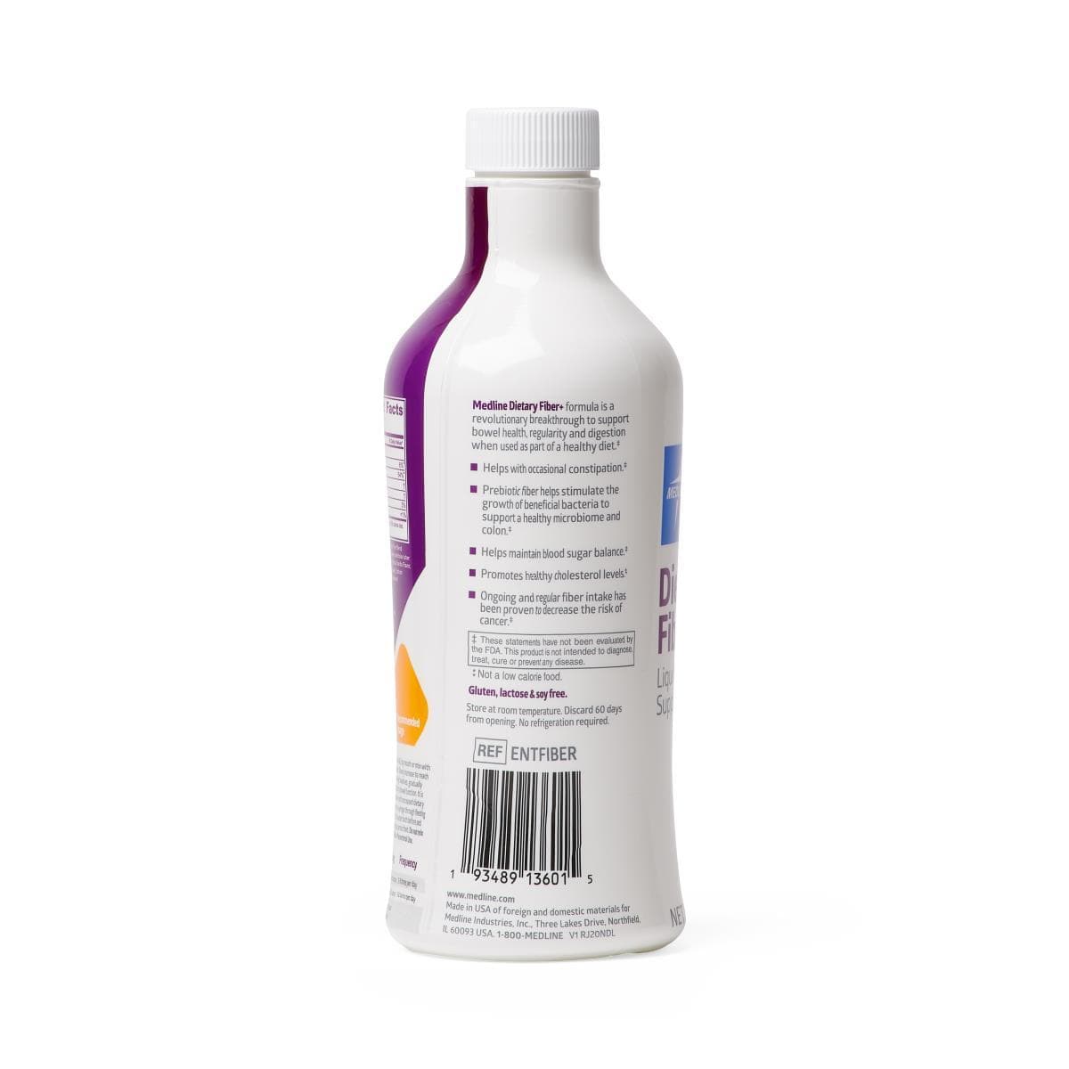 Medline Dietary Fiber+ Liquid Supplement - Vanilla - 32 oz Bottle - Senior.com Fiber Supplements