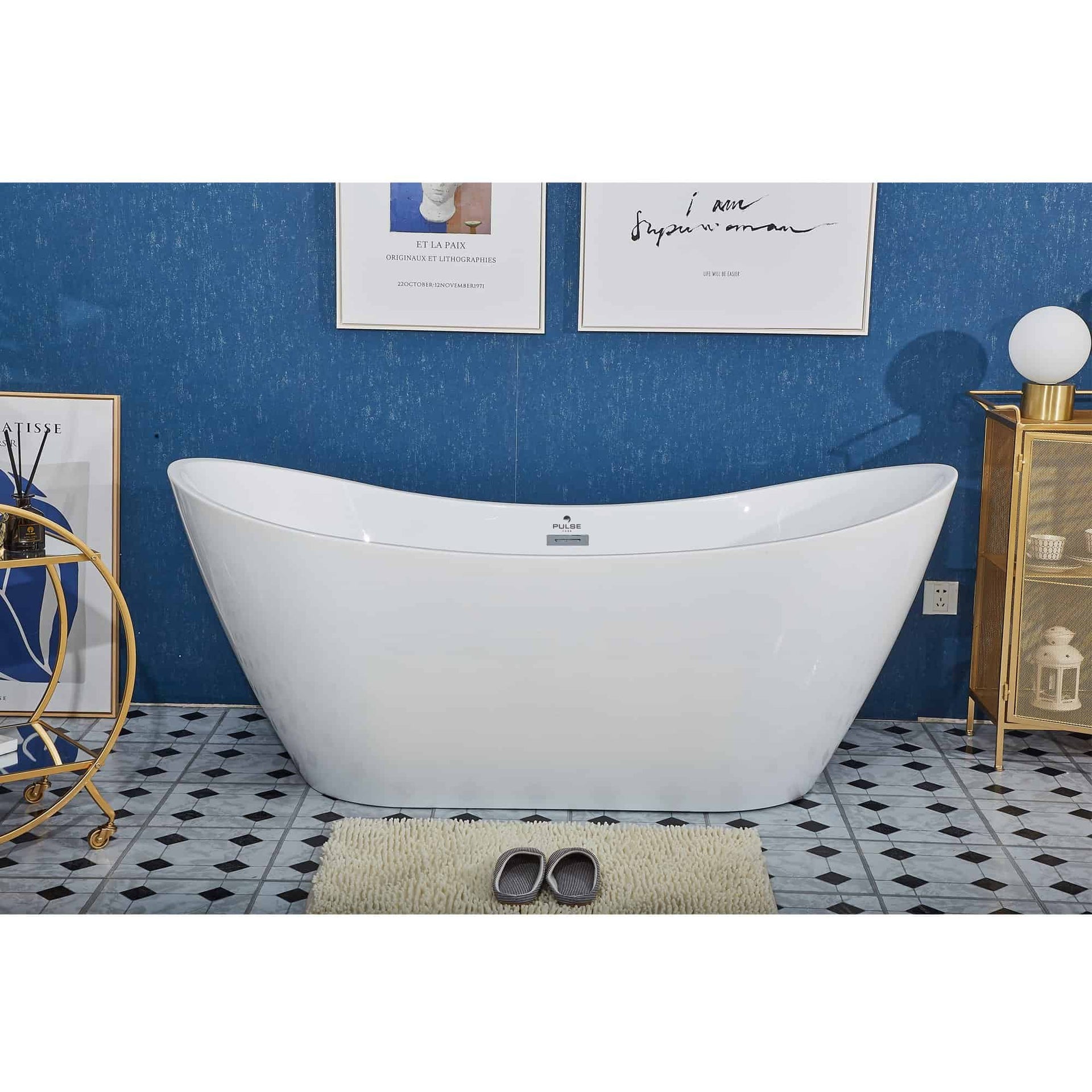 Pulse ShowerSpas 69" Acrylic Freestanding Soaking Bathtub with Curved Design - Glossy White - Senior.com Stand alone Tubs