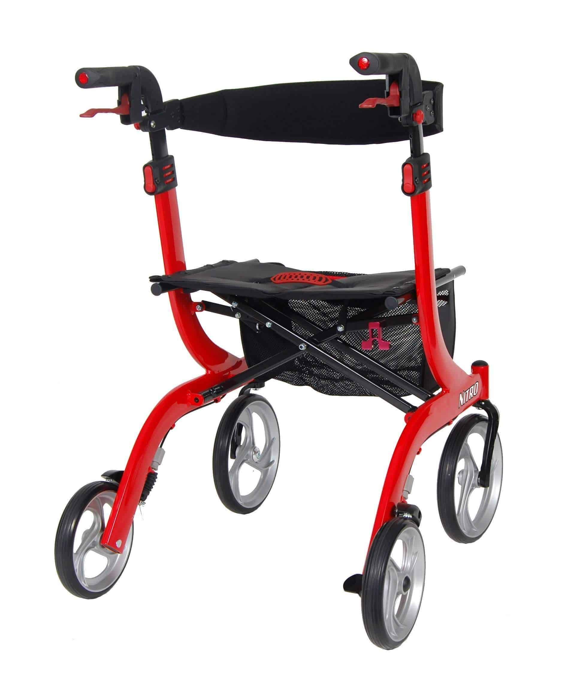 Drive Medical Nitro Euro Style Rollator Rolling Walkers - Tall Users - Red - Open Box - Senior.com Rollators