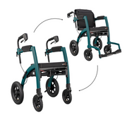 Rollz Motion Performance Lightweight Hybrid Transport Chair Rollator - Jungle Green - Senior.com Hybrid Transport Chair/Rollators