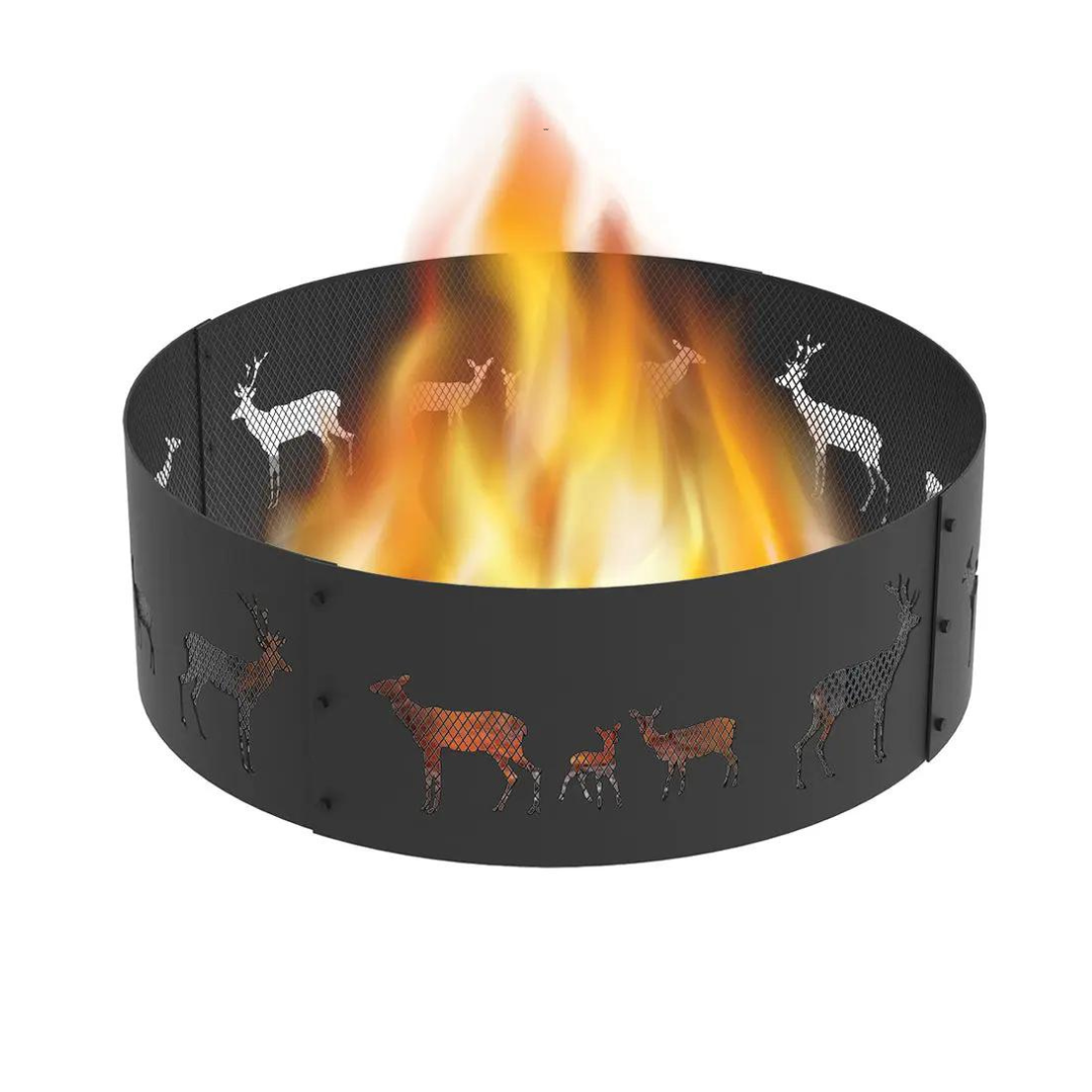 Blue Sky Round Decorative Outdoor Fire Rings - 36 Inch- Heavy Duty Steel - Senior.com Fire Rings