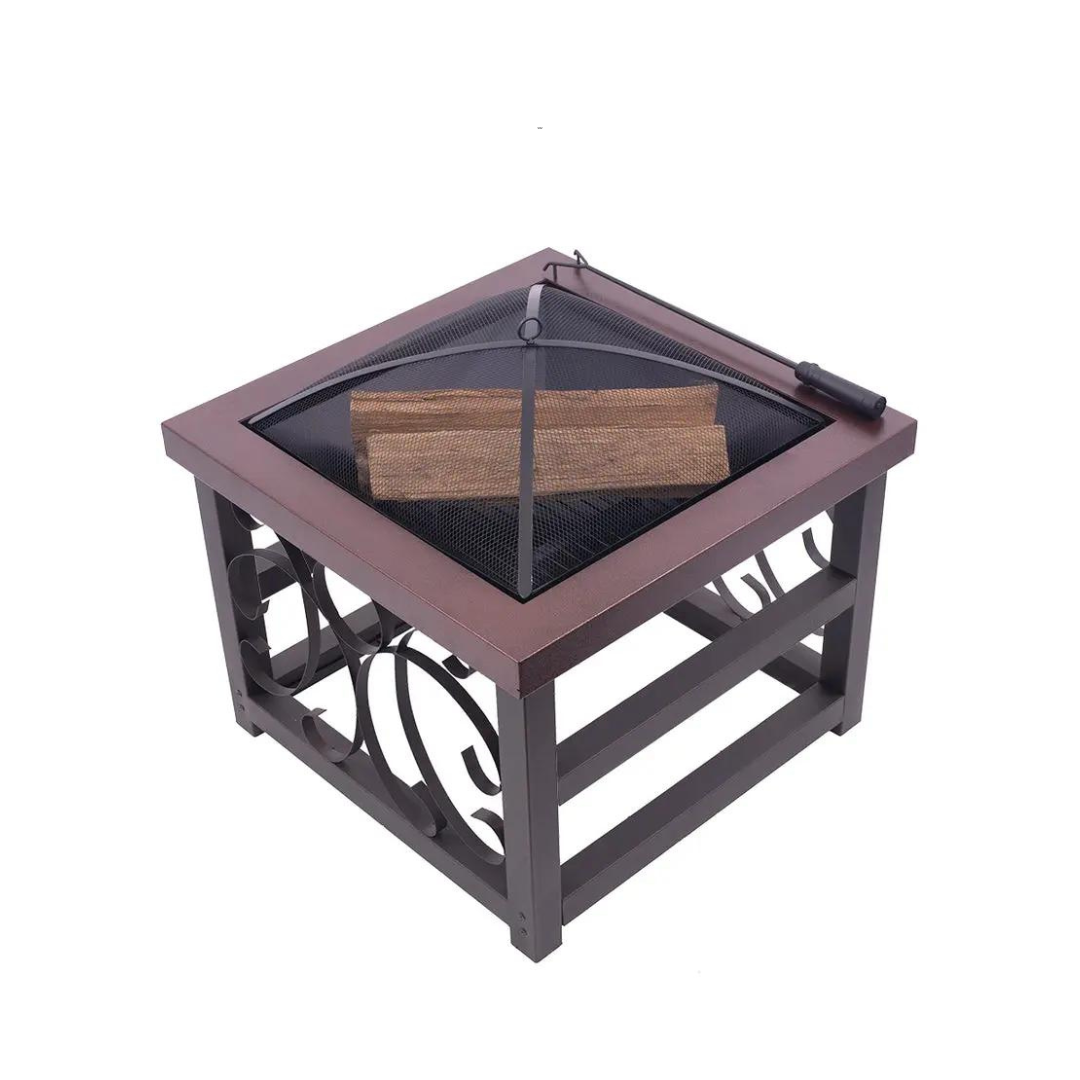 Blue Sky Square Raised Fire Pit with Large Spare Screen - 28 inch - Senior.com Fire Pits