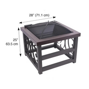 Blue Sky Square Raised Fire Pit with Large Spare Screen - 28 inch - Senior.com Fire Pits
