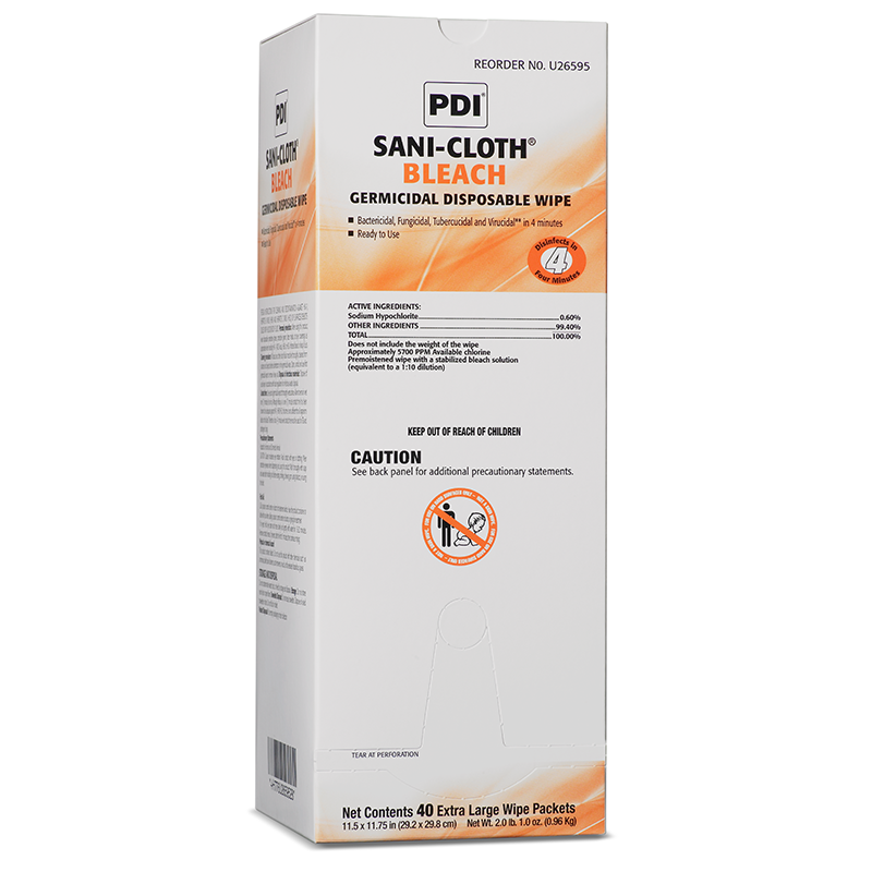 PDI Sani-Cloth® Bleach Germicidal Disposable XL Wipes - Individually Wrapped - Senior.com Bleach