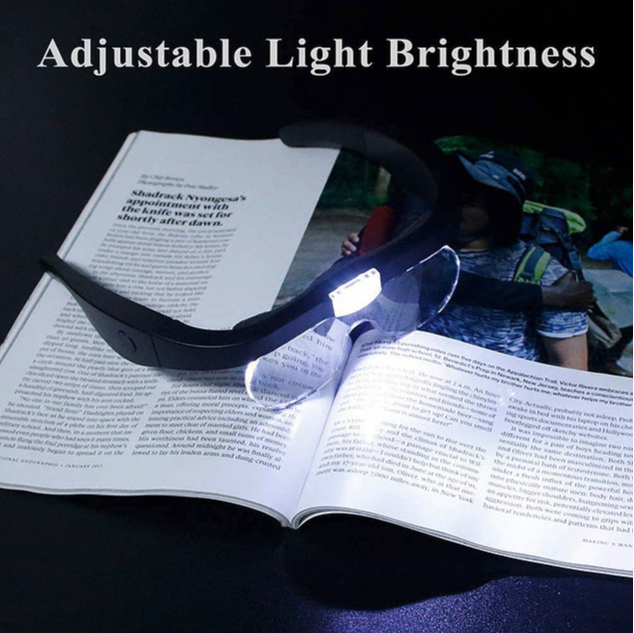 Headband Magnifier with LED Light, Rechargeable Head Mount Magnifier  New-blue