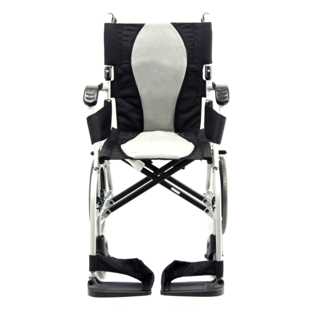 Karman Healthcare Ergo Flight Transport Chair with Companion Brakes - XL Wheels - Senior.com Transport Chairs