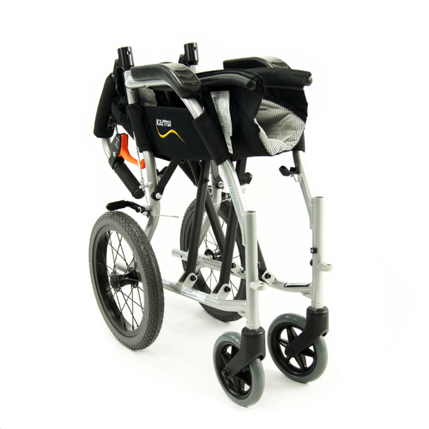 Karman Healthcare Ergo Flight Transport Chair with Companion Brakes - XL Wheels - Senior.com Transport Chairs