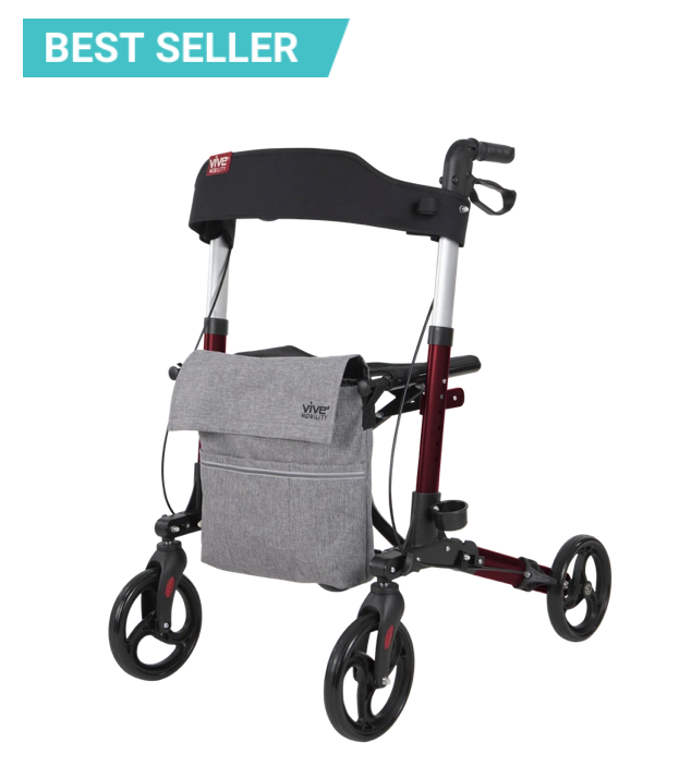 Vive Health Euro Style Folding Mobility Rollators with XL Wheels - 4 Color Options - Senior.com Rollators
