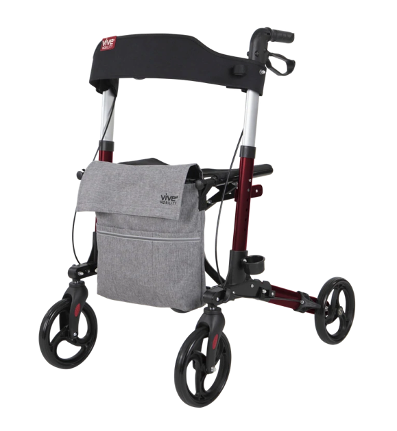 Vive Health Euro Style Folding Mobility Rollators with XL Wheels - 4 Color Options - Senior.com Rollators
