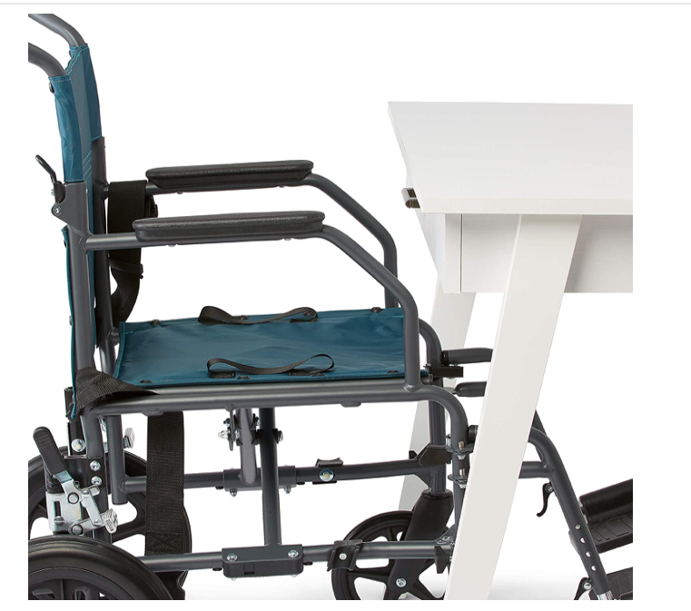 Medline Transport Folding Wheelchair with Lightweight Steel Frame Teal