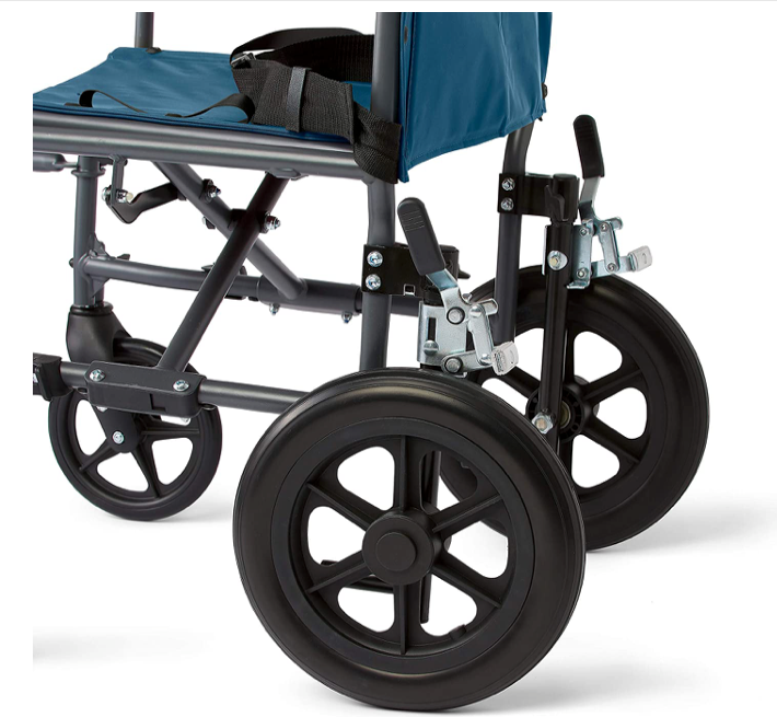 Medline Transport Folding Wheelchair with Lightweight Steel Frame - Teal - Senior.com Transport Chairs