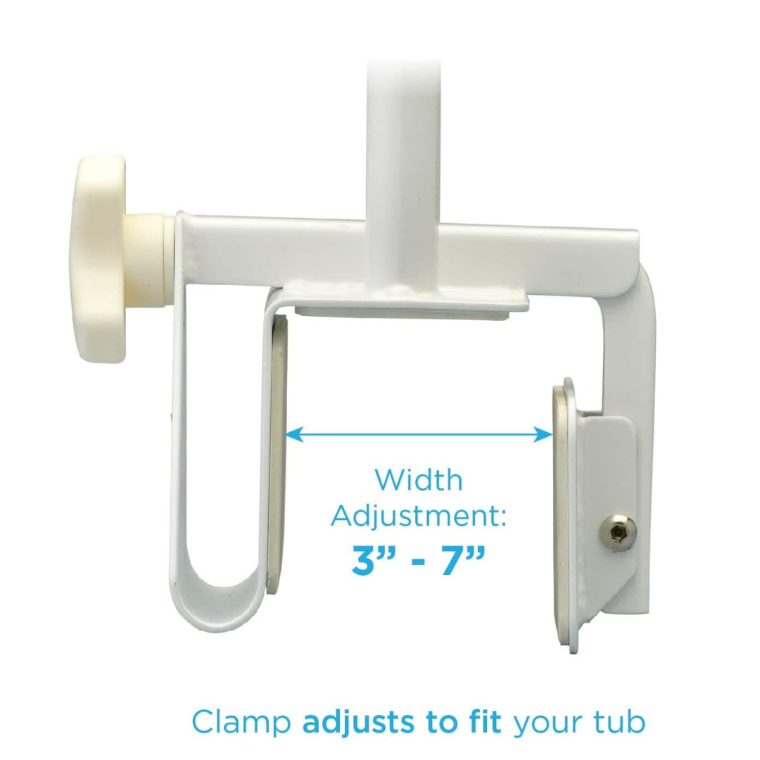 Nova Medical Tub Grab Bar with Clamp - White 19 Inch Height - Senior.com Grab Bars & Safety Rails