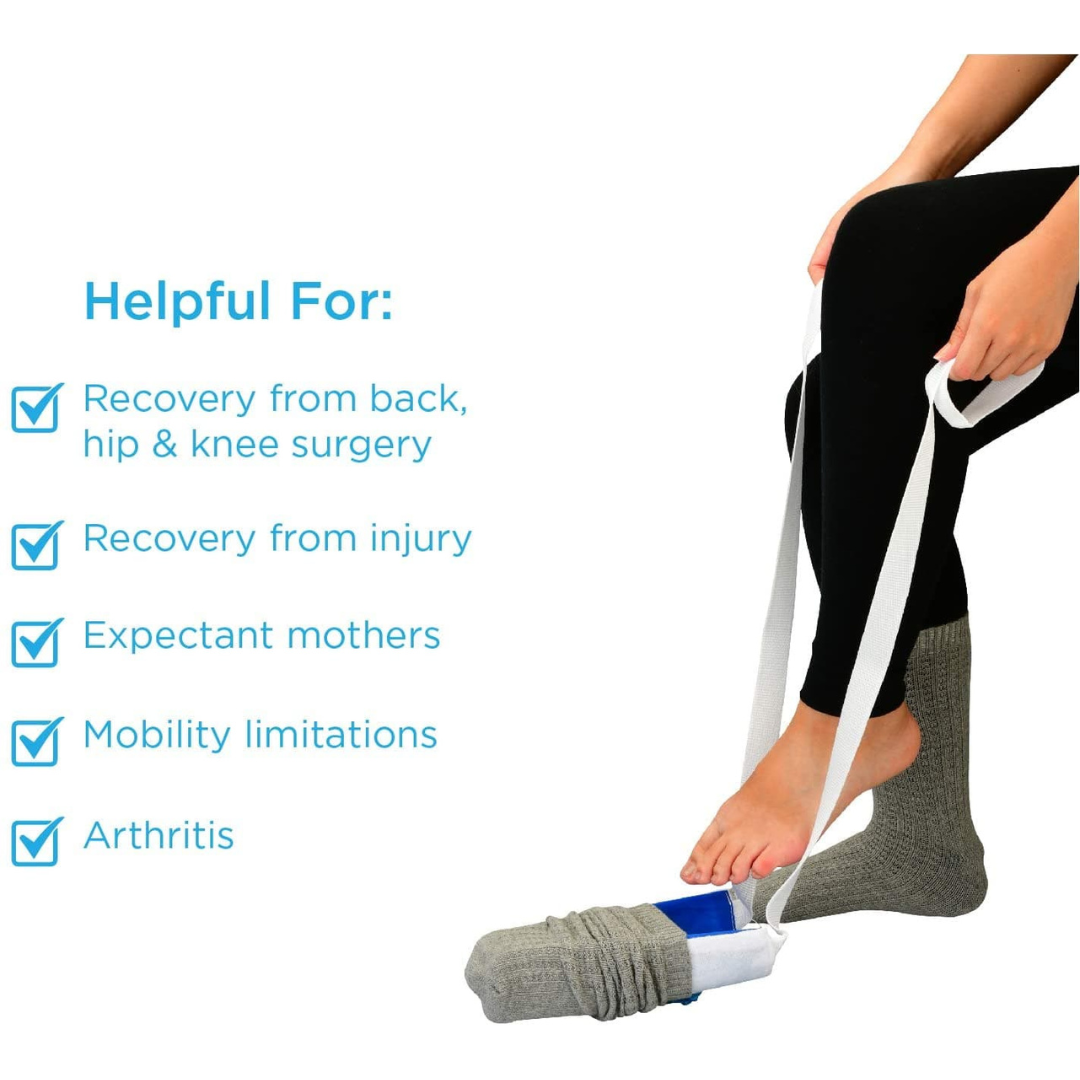 Nova Medical Sock & Stocking Aid - Soft Terry Cloth & Flexible Easy To Use - Senior.com Sock Aids