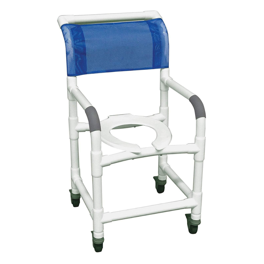 MJM International Standard PVC Shower Chair with Total Lock Casters - 300 lbs Cap - Senior.com Shower Chairs