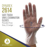 Dynarex Safe-Touch Vinyl Stretch Exam Gloves - Powder Free - Clear - Senior.com Exam Gloves