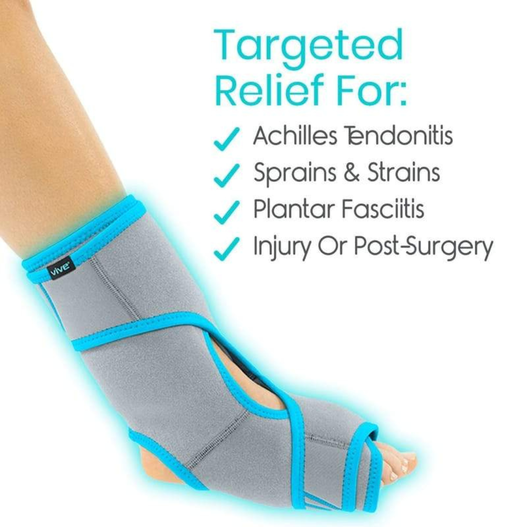 Vive Health Universal Ankle Wrap Brace with Hot/Cold Therapy Gel Pack Inserts - Senior.com Ankle Support