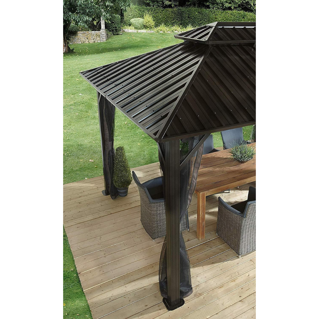 Sojag Genova II Double Roof Hardtop Gazebo 4-Season Steel Sun Shelter