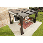 Sojag Outdoor Budapest Wall-Mounted Hardtop Gazebo with Mosquito Netting and Privacy Curtains - Senior.com Gazebo