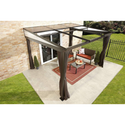 Sojag Outdoor Budapest Wall-Mounted Hardtop Gazebo with Mosquito Netting and Privacy Curtains - Senior.com Gazebo