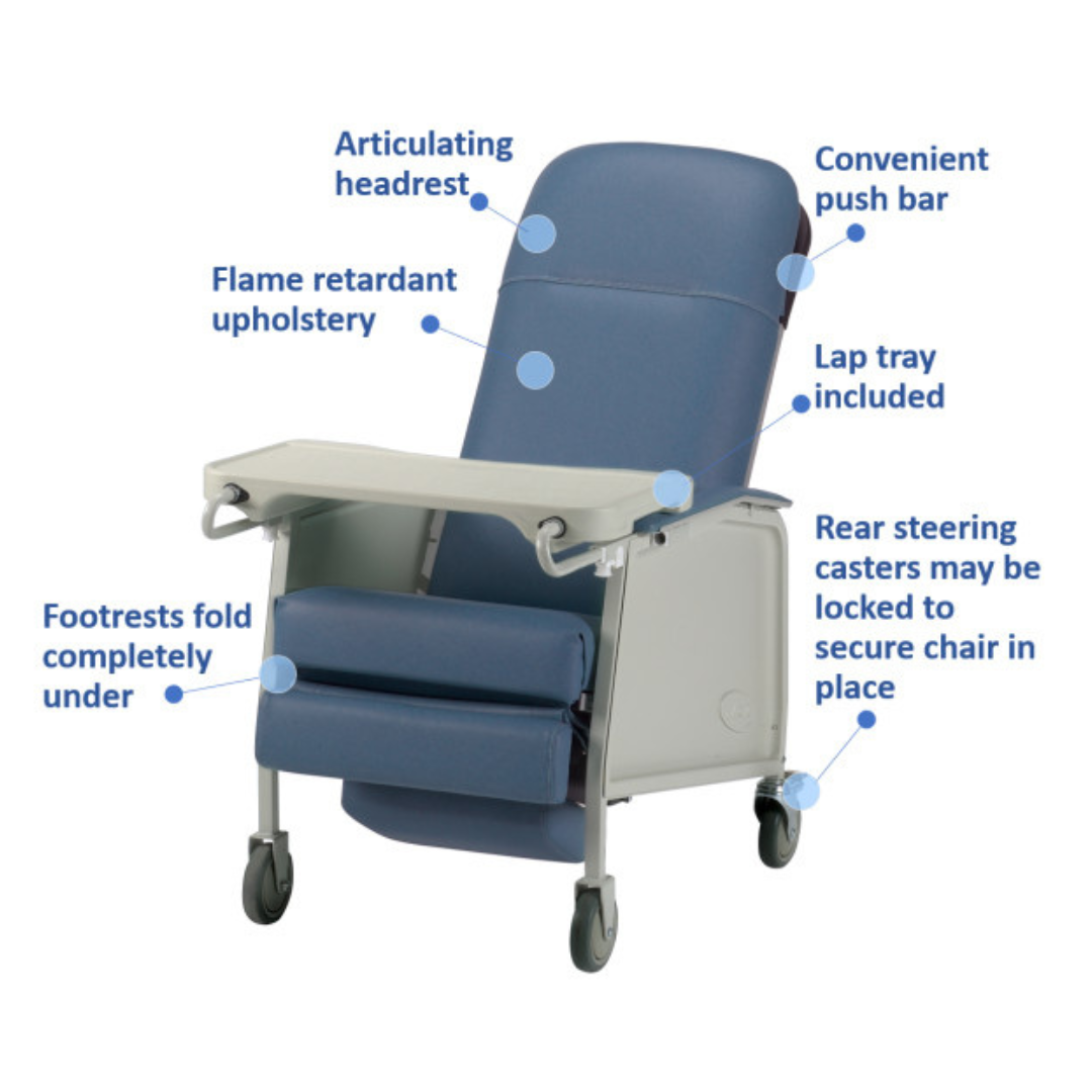 Invacare Traditional Three-Position Clinical Geri Recliner - Senior.com Clinical Chairs