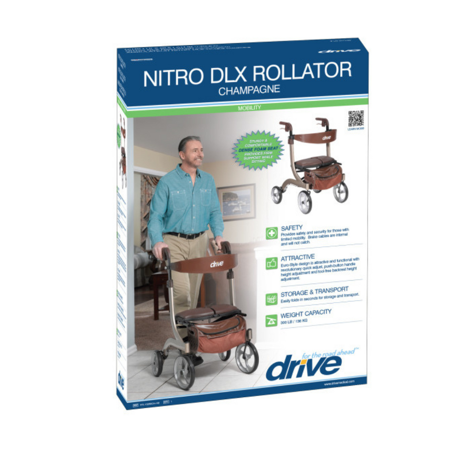 Drive Medical Nitro DLX Euro Style Folding Walker Rollators