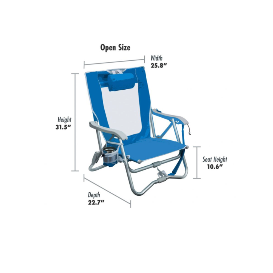 GCI Outdoor Bi-Fold Slim Beach Chair Position Backrest Only lbs