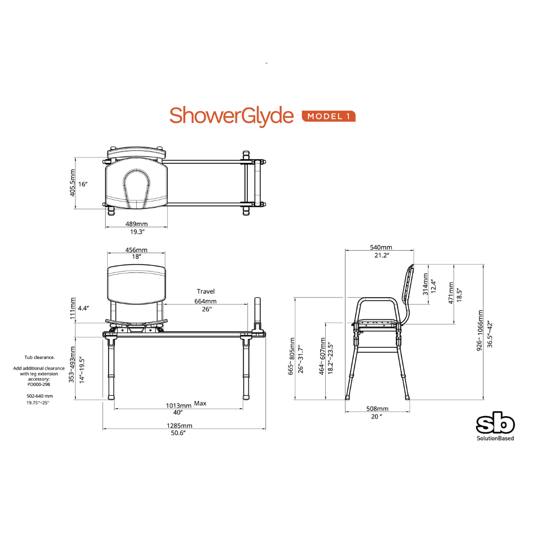 ShowerGlyde SG1 Sliding Transfer Shower Bench - Senior.com Transfer Benches