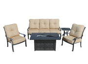 Comfort Care 5 Piece Outdoor Sofa Set with Fire Table - Senior.com Outdoor Furniture Sets