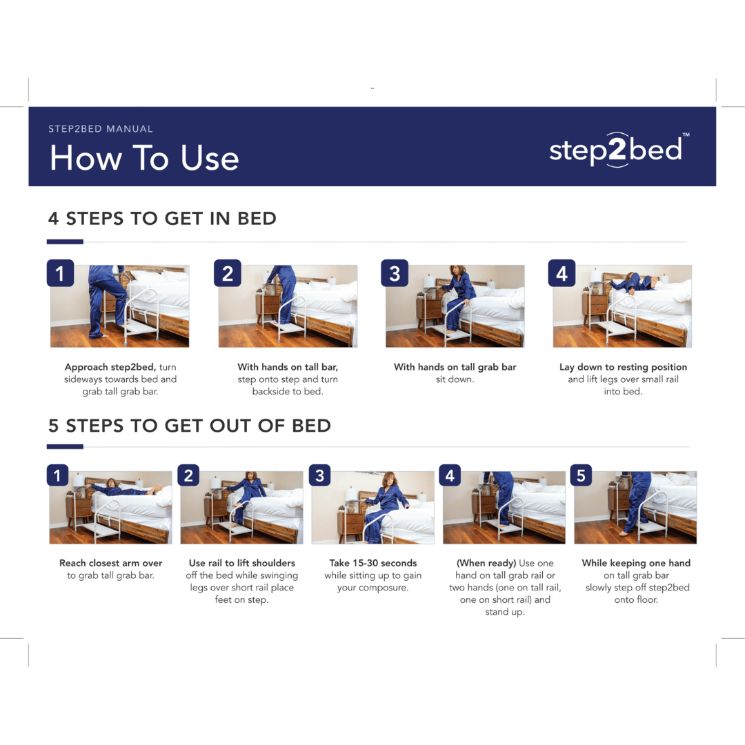 Step2Health Bed Side Step2Bed Fall Prevention Step Stool Platform - Senior.com Step Stools