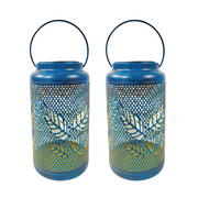 Bliss Outdoors 9" Tall 2-Pack Hanging and Tabletop Decorative Solar LED Lantern w/ Berry Leaf Design - Senior.com Camping Lights & Lanterns