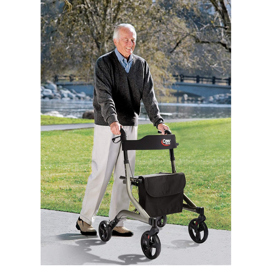 Carex Crosstour Euro Style Folding Rolling Walker Rollator with Seat and Storage - Senior.com Rollators