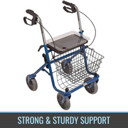 DMI Classic Folding Steel Rollator with Padded Seat, Removable Basket and Storage Tray - Senior.com Rollators