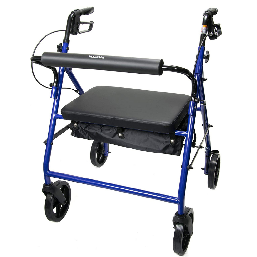 Mckesson Bariatric Rollator Walker With Seat And 8" Wheels - 400 Lb Cap