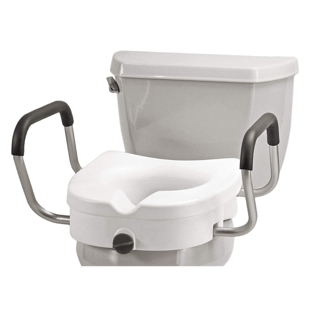Nova Medical 5 Inch Raised Toilet Seat with Arms & Locking Mechanism - Fits Standard or Elongated - Senior.com Raised Toilet Seats